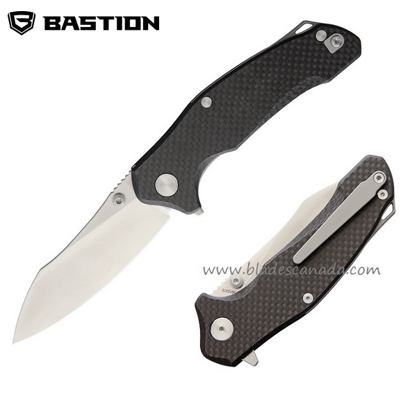 Bastion EDC Braza Flipper Folding Knife, S35VN, Carbon Fiber, BSTN212